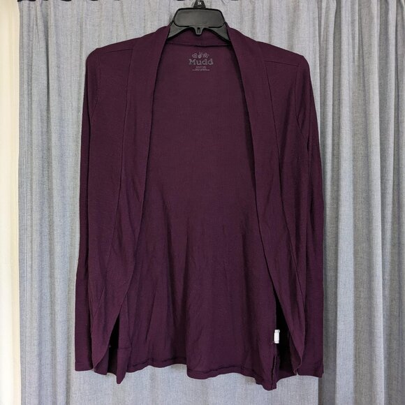 VTG Mudd Cardigan Women's M Purple Open Front Roll Tab Sleeves Y2K Whimsigoth - Picture 1 of 11